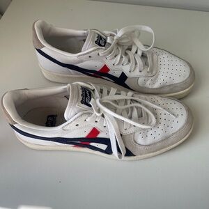 Onitsuka Tiger White Sneakers women’s 8 with Red and Blue Accents